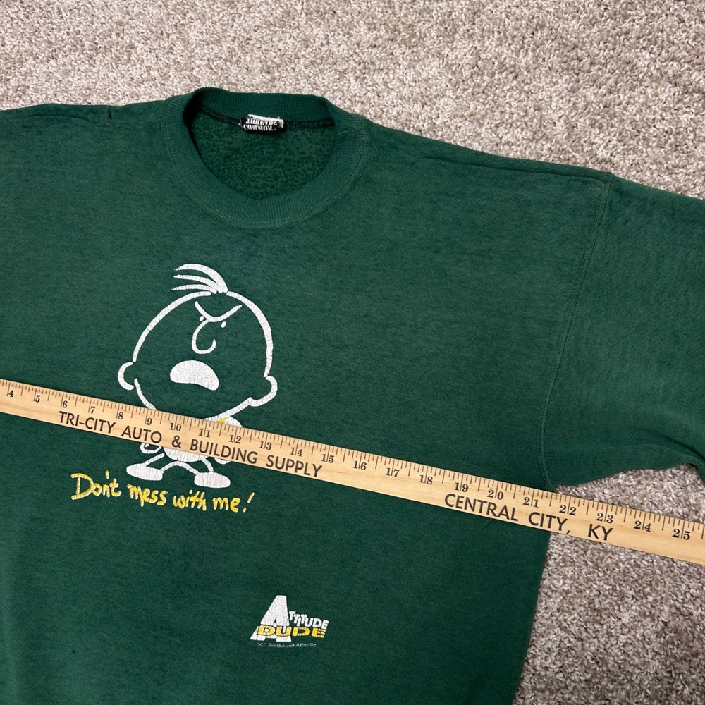 Distressed Vintage Attitude Dude Sweatshirt Don't Mess With Me 90s Common Thread - Picture 2 of 10